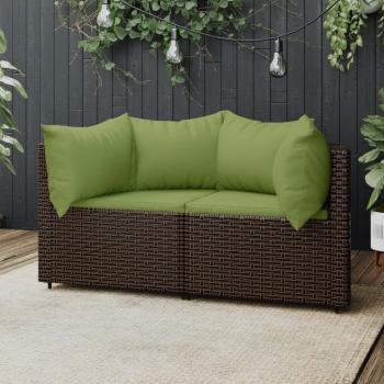 ARDEBO.de - Garten-Ecksofas mit Kissen 2 Stk. Braun Poly Rattan