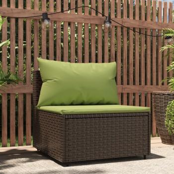 ARDEBO.de - Garten-Mittelsofa mit Kissen Braun Poly Rattan