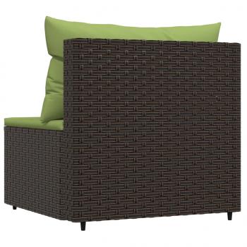 Garten-Mittelsofa mit Kissen Braun Poly Rattan