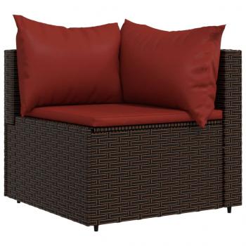 3-tlg. Garten-Lounge-Set mit Kissen Braun Poly Rattan