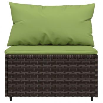 Garten-Mittelsofas mit Kissen 2 Stk. Braun Poly Rattan