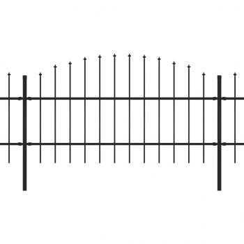 Gartenzaun mit Speerspitzen Stahl (0,75 - 1) x 6,8 m Schwarz