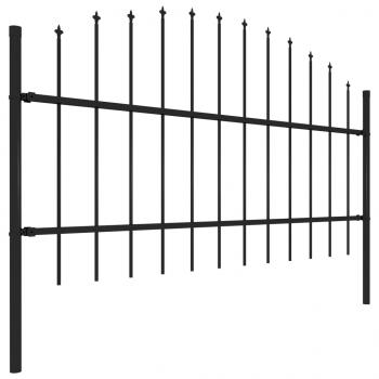 Gartenzaun mit Speerspitzen Stahl (0,75 - 1) x 10,2 m Schwarz