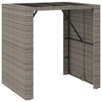 Bartisch mit Glasplatte Grau 105x80x110 cm Poly Rattan