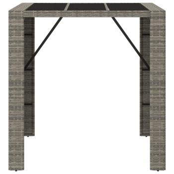 Bartisch mit Glasplatte Grau 105x80x110 cm Poly Rattan