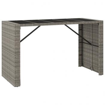 Bartisch mit Glasplatte Grau 185x80x110 cm Poly Rattan