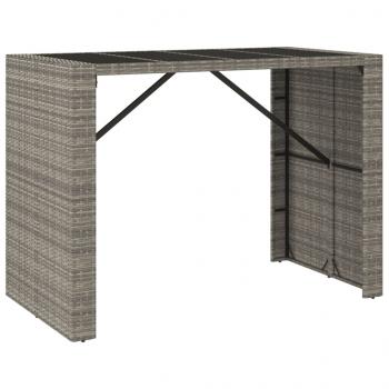 Bartisch mit Glasplatte Grau 145x80x110 cm Poly Rattan