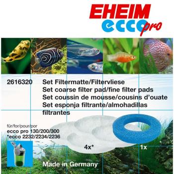 ARDEBO.de EHEIM Set 1x Vorfiltermatte und 4x Filtervlies für eccopro 130 , 200 und 300