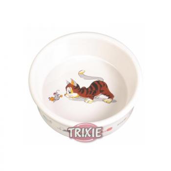 ARDEBO.de Trixie Napf mit Motiv, Katze, Keramik 0,2 l  11 cm, weiß