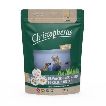 ARDEBO.de Christopherus Erwachsener Hund Getreidefrei Forelle & Insekt 750g