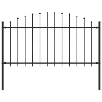 ARDEBO.de - Gartenzaun mit Speerspitzen Stahl (1,25 - 1,5) x 1,7 m Schwarz