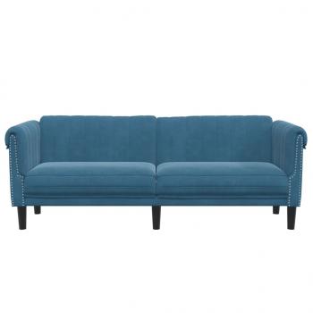 Sofa 3-Sitzer Blau Samt