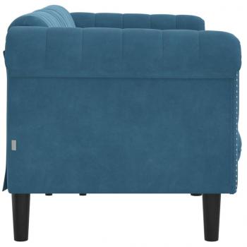 Sofa 3-Sitzer Blau Samt