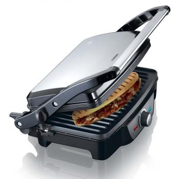 Panini / Tischgrill 1600W Schwarz / Gehäuse aus Edelstahl