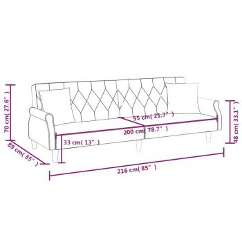 Schlafsofa mit Armlehnen Dunkelgrün Samt