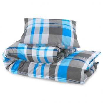 Bettwäsche-Set Blau und Grau 240x220 cm Baumwolle