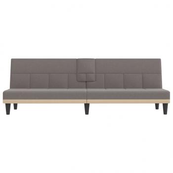 Schlafsofa mit Getränkehaltern Taupe Stoff