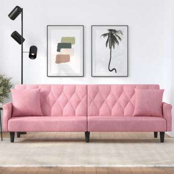 ARDEBO.de - Schlafsofa mit Armlehnen Rosa Samt