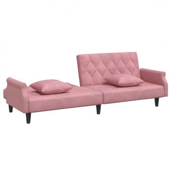 Schlafsofa mit Armlehnen Rosa Samt