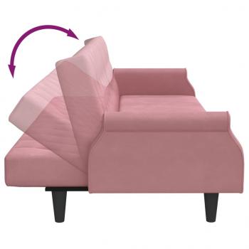 Schlafsofa mit Armlehnen Rosa Samt