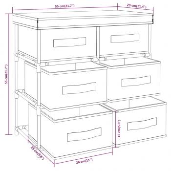 Lagerschrank mit 6 Schubladen 55×29×55 cm Creme Stahl