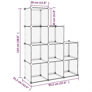 Regalsystem mit 9 Würfeln Transparent PP