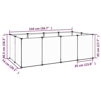 Kleintierkäfig Schwarz 144x74x46,5 cm PP und Stahl