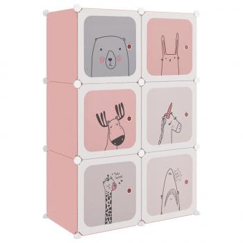 Kinderschrank Modular mit 6 Würfeln Rosa PP