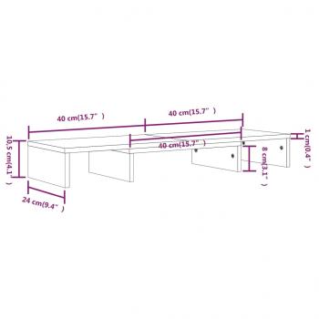 Monitorständer Weiß 80x24x10,5 cm Massivholz Kiefer