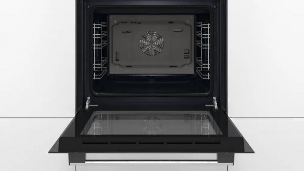 Bosch HBD231VR61 EEK: A Einbau-Backofen-Set mit Elektro-Kochfeld (HBF133BR0 + PKN645BA2E), 60 cm breit, 71 L, 3D-Heißluft, Eco Clean Direct, Kindersicherung, Rahmen aufliegend, schwarz