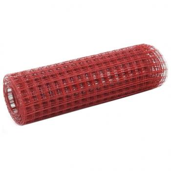 ARDEBO.de - Drahtzaun Stahl mit PVC-Beschichtung 10x0,5 m Rot