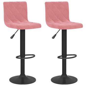 Barhocker 2 Stk. Rosa Samt