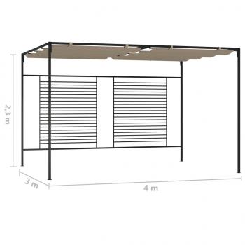 Pavillon mit Ausziehbarem Dach 3x4x2,3 m Taupe 180 g/m²