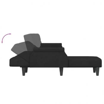 Schlafsofa in L-Form Schwarz 271x140x70 cm Samt