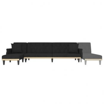 Schlafsofa in L-Form Schwarz 271x140x70 cm Samt