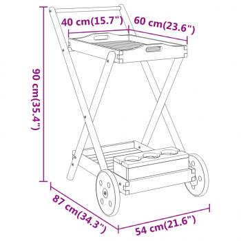 Teewagen 54x87x90 cm Massivholz Akazie