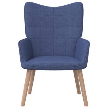 Relaxsessel mit Hocker Blau Stoff