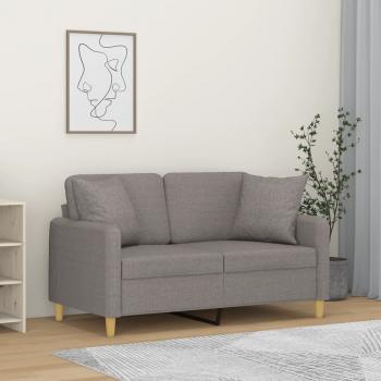 ARDEBO.de - 2-Sitzer-Sofa mit Zierkissen Taupe 120 cm Stoff