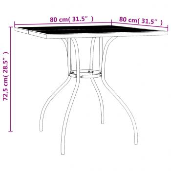 Gartentisch Anthrazit 80x80x72,5 cm Stahlgeflecht