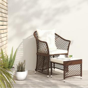 ARDEBO.de - 2-tlg. Garten-Lounge-Set mit Kissen Braun Poly Rattan