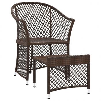 2-tlg. Garten-Lounge-Set mit Kissen Braun Poly Rattan