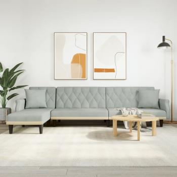 ARDEBO.de - Schlafsofa in L-Form Hellgrau 271x140x70 cm Samt