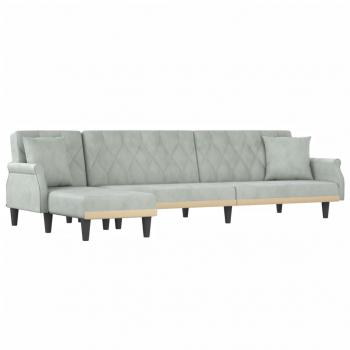 Schlafsofa in L-Form Hellgrau 271x140x70 cm Samt