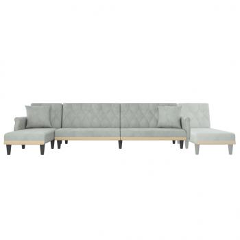 Schlafsofa in L-Form Hellgrau 271x140x70 cm Samt