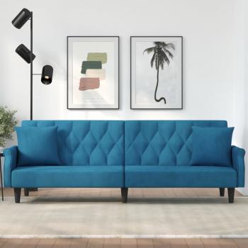 ARDEBO.de - Schlafsofa mit Armlehnen Blau Samt