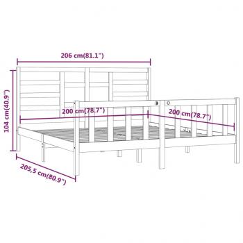 Massivholzbett Grau Kiefer 200x200 cm