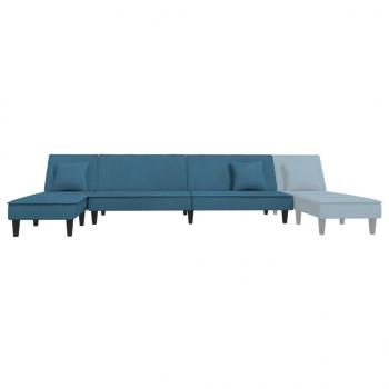 Schlafsofa in L-Form Blau 255x140x70 cm Samt