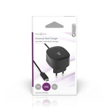 Netzladegerät | 15 W | Schnellladefunktion | 1x 3.0 A | Anzahl der Ausgänge: 1 | USB-C? (Fixed) Kabel | 1.50 m | Single Voltage Output