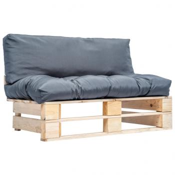 ARDEBO.de - Outdoor-Sofa Paletten mit Kissen in Grau Kiefernholz