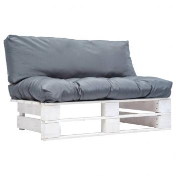 ARDEBO.de - Outdoor-Sofa Paletten mit Kissen in Grau Kiefernholz